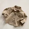DEVCOAT 2023 YENİ Çocuk Uzun Kollu Gömlek Ceket Bebek Cep Kat Moda Kızlar Hırdi Vintage Çocuk Ceket Erkek Erkek Çıkar H240508