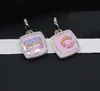 2024 Luxury quality charm drop earring with pink color in 18k gold plated have stamp box square shape PS3812A