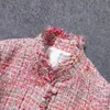 Pink Tweed Jacket spring autumn winter womens jacket coat classic ladies wild bright wire braided tweed 240116