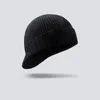 Boinas de bola de gorro masculino chapéu de ouvido malha de lã preta roll up borda chapé de inverno