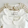 Sets 2023 Autumn New Baby Manga larga Bodysuit recién nacido algodón Peter Pan Sumpsuit para niña sólida ropa de niña para niños pequeños H240508