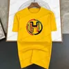 hレタープリントTシャツの丸いTシャツ夏のメンズTシャツoネック半袖Oneck 100％コットンストリートファッションカジュアルトップ女性Y2K T240117