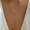 DPLAOPA 925 Sterling Silver Moon Drop Chain Star Moon Pendant Long Chain Luxury Fine Jewelry Crystal Jewels 240117