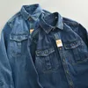 Heavyweight rétro tenue décontracté hommes chemise manteau lavé Denim Blouse Cargo jean surdimensionné hauts résistant à l'usure vêtements en vrac 240117