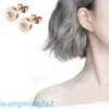 Boucles d'oreilles de créateur de bijoux, nouvel âge, numérique romain, rond, diamant unique, Zircon, or Rose, pour Couple, 2024