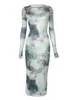 Casual Jurken Dames Tie Dye Print Mouwloze Bodycon Maxi Tank Y2k Zijsplit Knielengte Lange strandfeestjurk