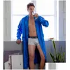 Men'S Sleepwear Mens Sleepwear Plus Size 3Xl Kimono Bathrobe Male Loose Nightgown Silk Satin Cardigan Robe With Pocket Summer Loungew Dhk0B