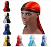 Moda Unisex gorra de doble Color satén Durags pañuelo turbante elástico sedoso Durag gorros de pirata accesorios para el cabello 6200974