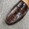 Kleidschuhe Authentische exotische Krokodilhaut handbemalte Farbe Herren schicke Mokassins echtes echtes Alligatorleder männlicher Slip-on