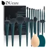 Ducare Professional Makeup Pędzes Zestawy syntetyczne włosy 17pcs z narzędziami do czyszczenia gąbek podkładka dla kosmetyków cień do powiek 240116