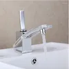 Torneiras de pia do banheiro Vidric Chrome Brass Single Lever e Cold Transparent Faucet Basin Mixer