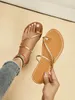 Hausschuhe, große Größe, flache Schuhe für Damen, Sommer-Oberbekleidung, offene Zehensandalen mit weichen Sohlen, modische Slip-on-Strandsandalen