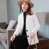 レディースツーピースパンツ秋のホワイトブレザー女性ビジネススーツジャケットオフィスレディース作業服高品質の繊維