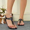 Sandals Female Shoes On Sale 2024 Summer Women's Outdoor Solid Concise Open Toe Chunky Heels Large Size Roman Thong