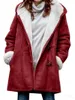 Vestes pour femmes manteau solide vache boucle veste poches couleur corne polaire doublé à capuche pardessus vêtements de dessus pour femmes hiver épais