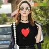 T-shirt d'été pour femmes imprimé rouge amour LOGO lâche 100% coton col rond couples manches courtes mignons petits coeurs sport hommes T-shirt haut 4XL