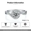 RINNTIN SMR86 D Color VVS 1ct Moissanite Jewelry White Gold Side-stone Diamond 925 Sterling Silver Moissanite Engagement Rings
