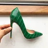 Jurk Schoenen Groen Krokodil Effect Vrouwen Puntige Teen Hoge Hakken 8 Cm 10 Cm 12 Cm Aanpassen Dames Sexy stiletto Pompen Club Party