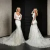 Bien Savvy Robes de mariée 2018 Robe de mariée sirène pleine dentelle appliquée dos nu plage manches longues robes de mariée robe de novi331V