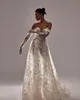 Princess Wedding Fancy Lace A Line Strapless Bridal Gowns Illusion Sleeveless Sequins Bride Dresses Custom Made