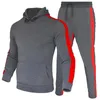 Tute da uomo Set sportivo a righe da uomo Tuta a maniche lunghe Tuta da jogging abbinata ai colori Y2k Felpe con cappuccio e pantaloni Abbigliamento casual quotidiano in pile