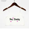 Blouses Femme Chemises OUI DADDY Coeur Été Femmes Haut Court Sexy Élastique Coton Camis Sans Manches Court Débardeur Bar Hauts Femmes YQ240117