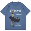 Hip Hop Streetwear Y2K Camiseta Menina Japonês Kanji Impressão Oversized Camiseta Harajuku Verão Mens Manga Curta de Algodão Tops 240116