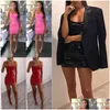 Basic & Casual Dresses Women Pencil Dress Summer Fashion Y Ladies Pu Leather Bandage Bodycon Strap Sleeveless Party Mini Black Pink R Dhet8