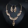 Necklace Earrings Set Bride Luxury Rhinestone Dangle Drop 2Piece Sets Elegant Women Prom Party Wedding Jewelry Crystal Accessories