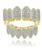 Hip Hop Iced Out CZ Mund Zähne Grillz Caps Oben Unten Grill Set Männer Frauen Vampire Grills Schmuck Geschenke 7437698