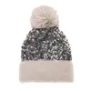 Bérets élégant dame casquette bonnet paillettes automne hiver chaud tricoté bonnet amovible boule de cheveux