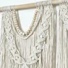 Macrame Handwoven Bohemian Cotton Rope Boho Tapestry Home Decor Creamy-White Wall Hanging Decoration Art Tapestry 240117