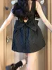 Robes à bretelles noires femmes Mini dos nu robe de bal douce princesse mode solide tendre robes fille Style coréen Chic adolescents 240117