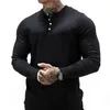 Man Fashion T Shirt Casual Fashion Plain Kolor długiej rękawy Wysokiej jakości Slim Polo Shirt Men T-shirt Fitness 240117