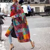 Swobodny płaszcz klapowy dla kobiet jesienna wiosna moda druk luźne eleganckie jack s-5xl w stylu High Street Ladies płaszcze 240116