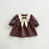 Fille bébé style scolaire rétro Rétro princesse longue robe robe de printemps