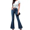 Kvinnors jeans snör upp klockbotten denim storlek 16 byxor för kvinnor jean jumper kvinnor kläder kort