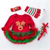 Abiti per ragazze 0-24m Christmas Bildow Abite Bambini da coppia Abiti per le gambe Abiti da gamba Set di vestiti per bambini Capodanno First Birthday Outfits H240508