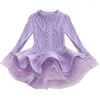 Meisjesjurken Kindertrui Herfst Winter Modellen 2-7Y Organza Jurk Prinses met lange mouwen voor meisjes