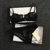 Femmes 2 pièces sous-vêtements Lingerie dentelle maillots de bain maille fronde soutien-gorge sous-vêtements tongs triangulaires