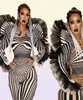 Mode Zebra Patroon Jumpsuit Dames Zangeres Sexy Stadium Outfit Bar DS Dans Cosplay Body Prestaties Show Kostuum 2203226127988