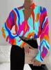 Женские блузки, стильная элегантная блузка, весенне-осенние топы с v-образным вырезом и длинным рукавом с цветочным принтом, рубашки и для женщин