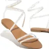 Damessandalen Zomer Nieuwe mode Cross-serie Casual schoenen Kristal Strandsandalen Eenvoudige platte sandalen Dames Grote maat 43 240117