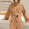 Maxmaras Cashmere Coat Womens ullrockar 30 Velvet Max Classic 101801 Camel High End Double Sided for Autumn and Winter New Woo