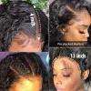 インディアンヘアディープウェーブレースフロントウィッグHDレース360 Glueless Human Hair Wig Pre Cut Cut Cut Curly Lace Front Wigs Synthetic for Women
