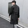 Herren-Trenchcoat, mittellang, schwarz, lässig, zweireihig, winddicht, männlicher Windjacke, Halbsaison, lässig zum Ausgehen, S-6XL