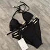 Swimwear de plage pour femmes Bikini de bikini en bikini de couleur solide de maillot de bain deux pièces à séchage rapide