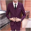 Мужские костюмы Пиджаки Куртка Брюки Жилет Мужчины 3 шт. Slim Fit Повседневный смокинг / Мужские костюмы Комплект Свадебное платье жениха Деловые пиджаки Dhh47