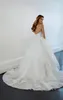 Sweetheart Ruffles Tulle Ball Gown Plus Size Court Train Wedding Dresses With Detachable Straps