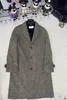 CLinee Autumn and Winter Women's Long Tweed Jacket sned kontur LAPEL WOAL COER Herr Retro Coat Enkel atmosfärisk kappa